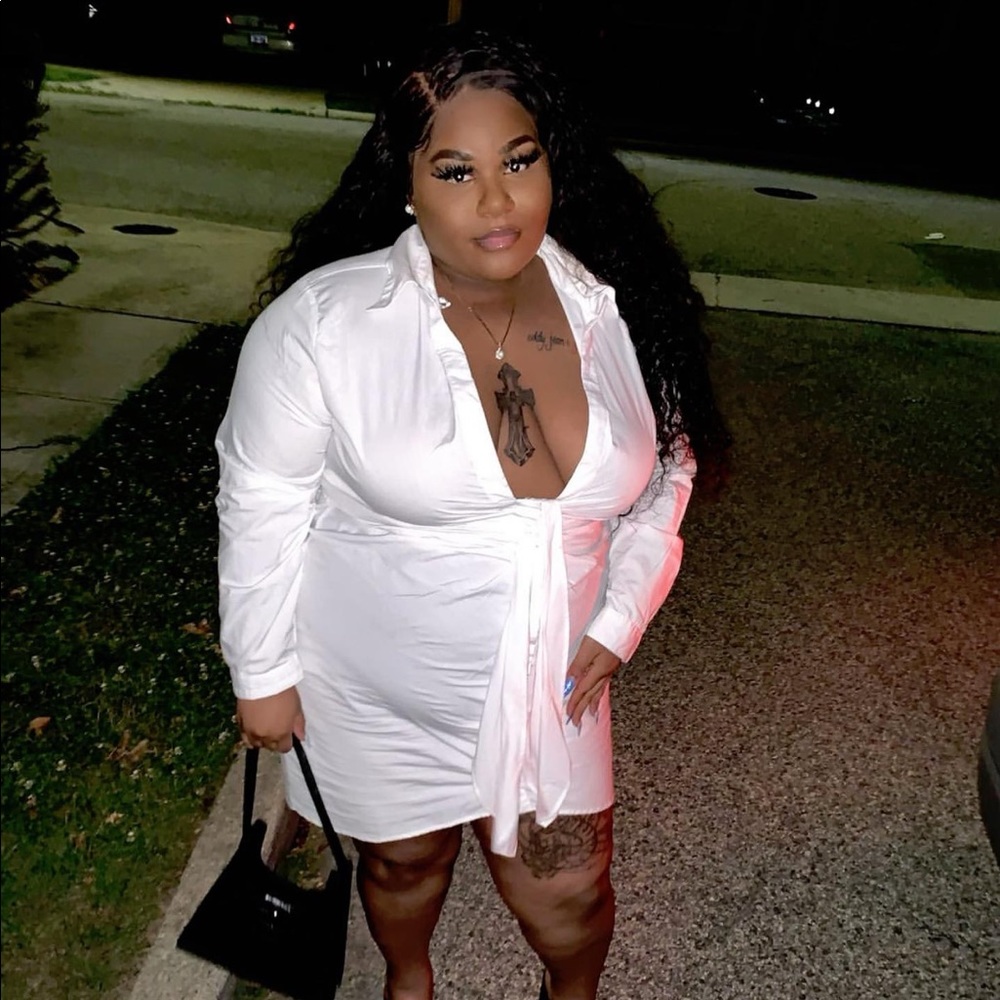 Anais White tie front plus size dress